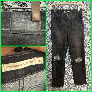 Levi's Women's Dark Gray / black High Rise straight Jeans 27